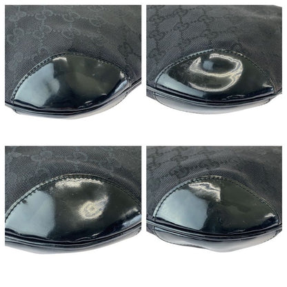 Gucci Black Gold Hardware GG Canvas Leather 001 4157 Shoulder Bag Women 506407