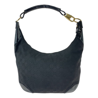 Gucci Black Gold Hardware GG Canvas Leather 001 4157 Shoulder Bag Women 506407