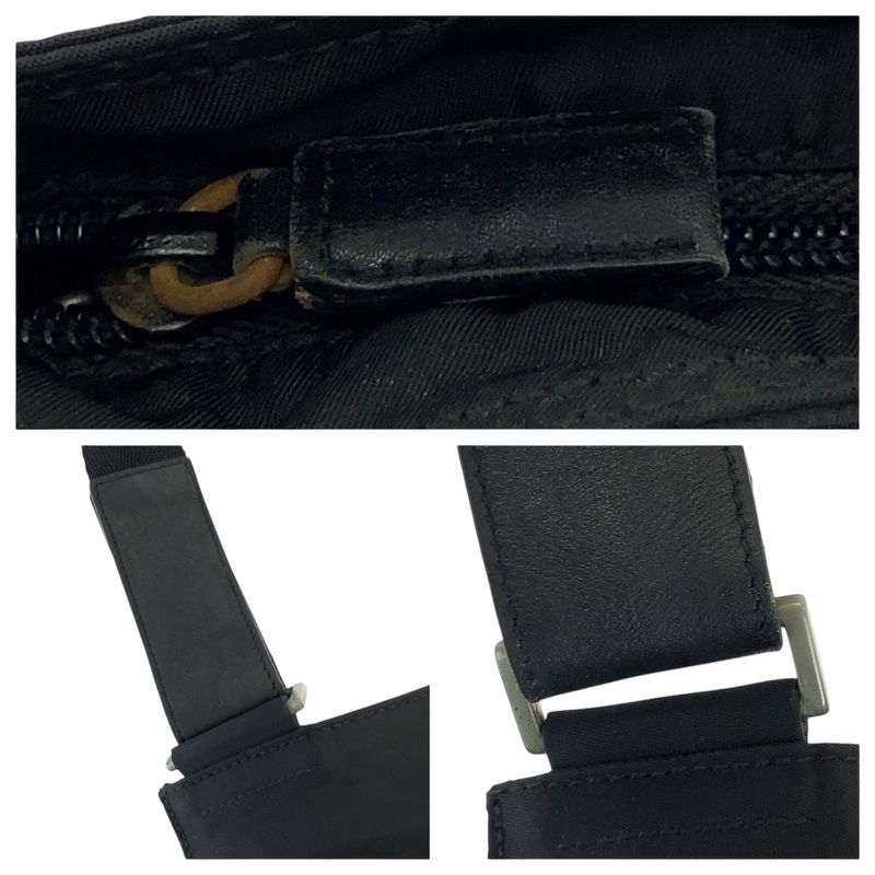 Prada Tessuto Triangle Logo Plate Black Silver Hardware Nylon Shoulder Bag