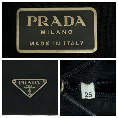 Prada Tessuto Triangle Logo Plate Black Silver Hardware Nylon Shoulder Bag