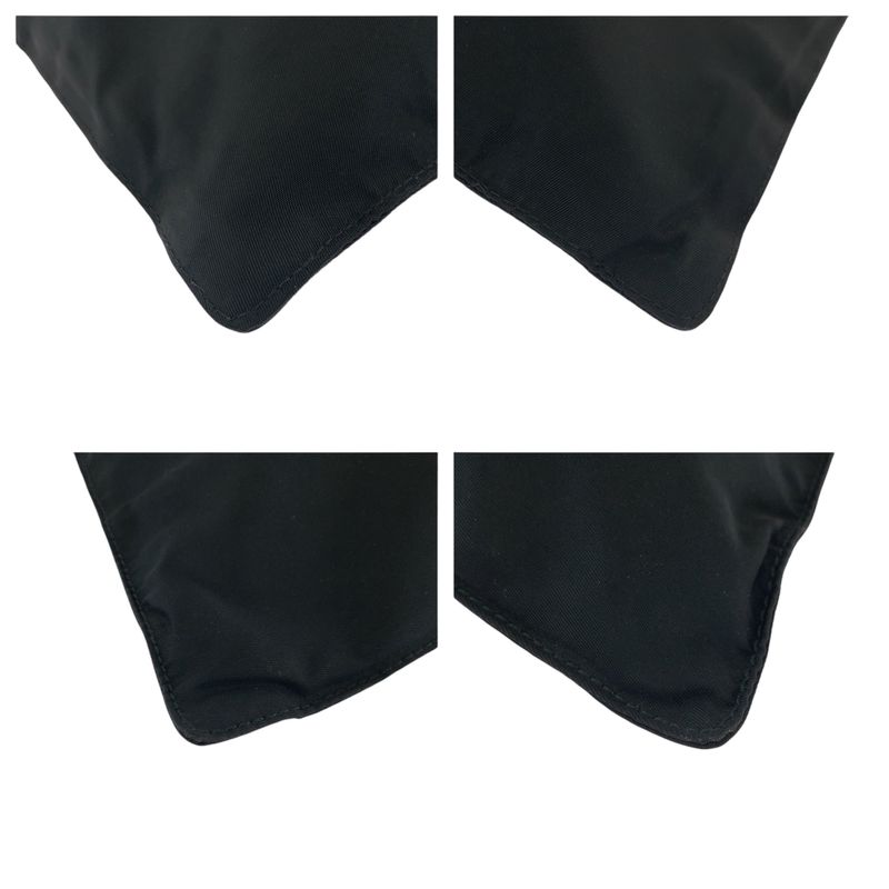 Prada Tessuto Triangle Logo Plate Black Silver Hardware Nylon Shoulder Bag