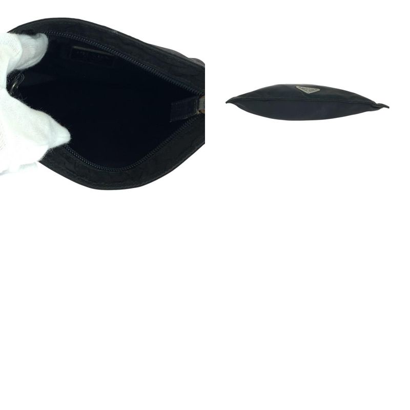 Prada Tessuto Triangle Logo Plate Black Silver Hardware Nylon Shoulder Bag