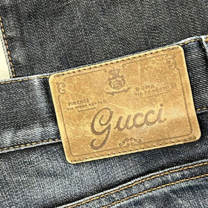 Gucci Jeans Size 42 M Women - 310226 Navy Full Length Damaged