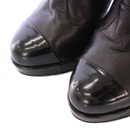 Chanel Short Boots Round Toe High Heel Leather One Color Coco Mark Logo 35.5