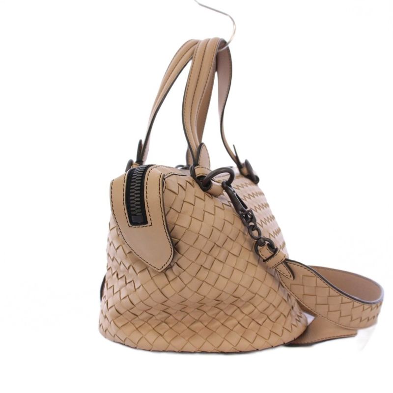 Bottega Veneta Tambura Intrecciato 2way Handbag Shoulder Bag Leather Beige