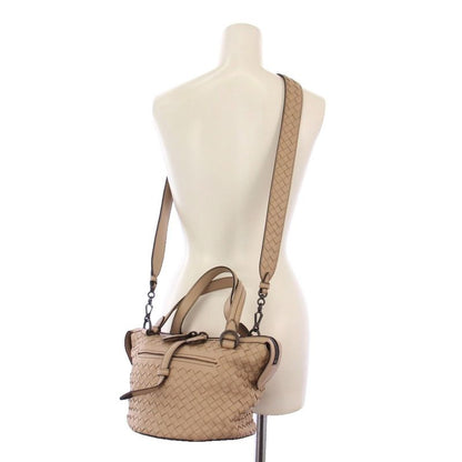 Bottega Veneta Tambura Intrecciato 2way Handbag Shoulder Bag Leather Beige