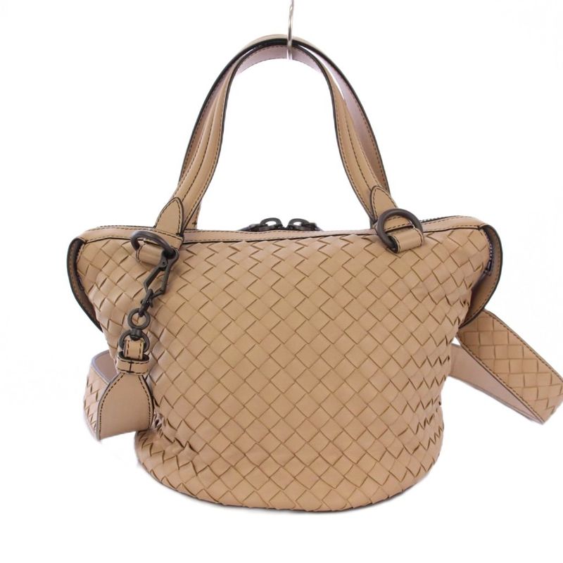 Bottega Veneta Tambura Intrecciato 2way Handbag Shoulder Bag Leather Beige
