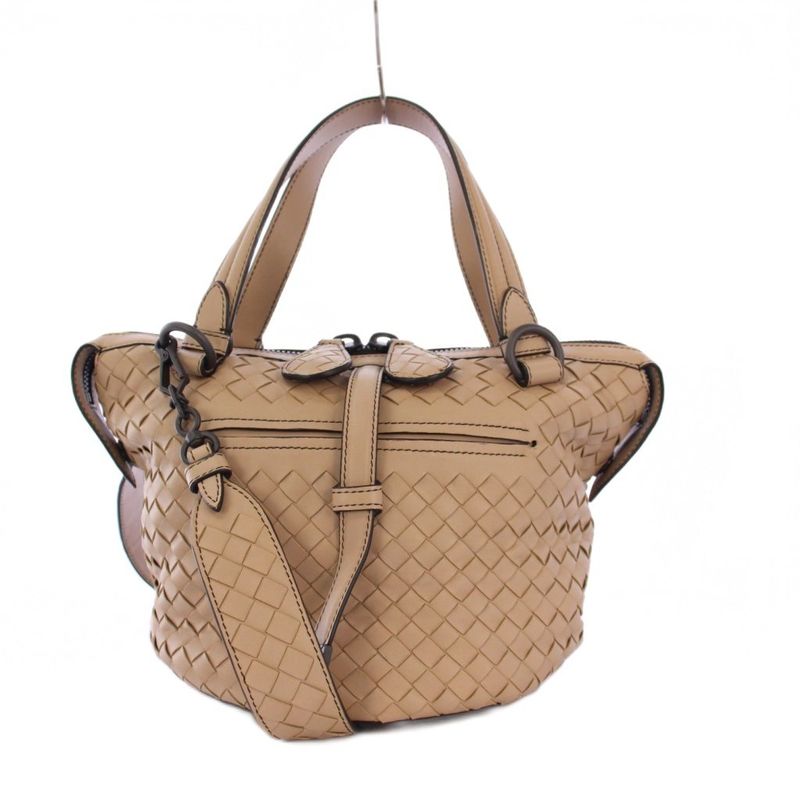 Bottega Veneta Tambura Intrecciato 2way Handbag Shoulder Bag Leather Beige
