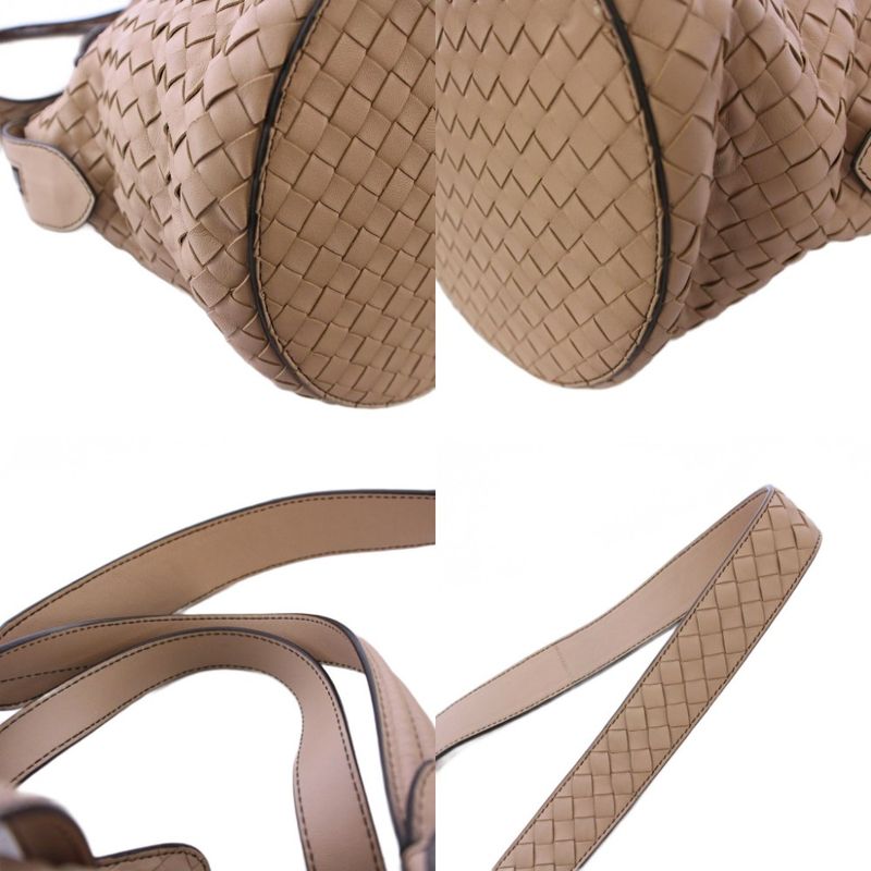 Bottega Veneta Tambura Intrecciato 2way Handbag Shoulder Bag Leather Beige