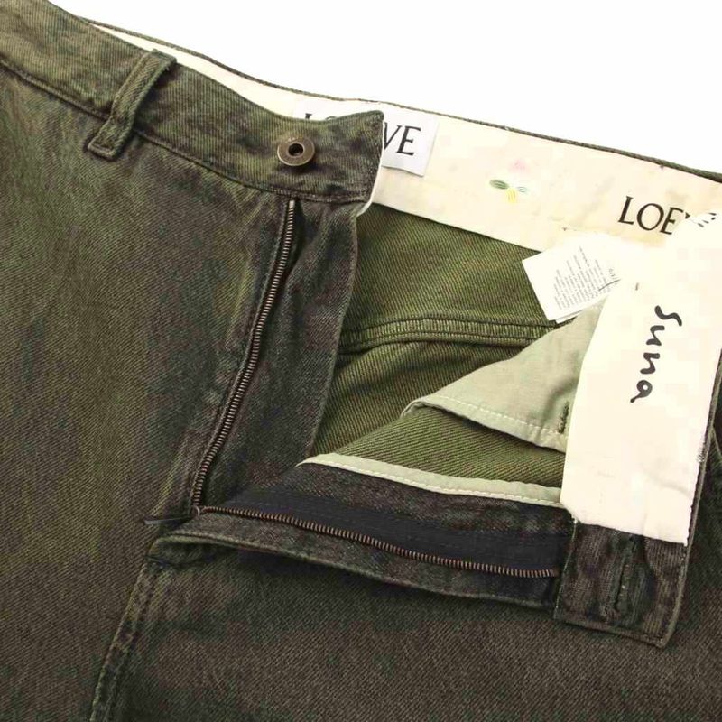 Loewe 24SS SUNA Fujita Denim Pants Baggy Jeans 36 Green S359y11xay KH