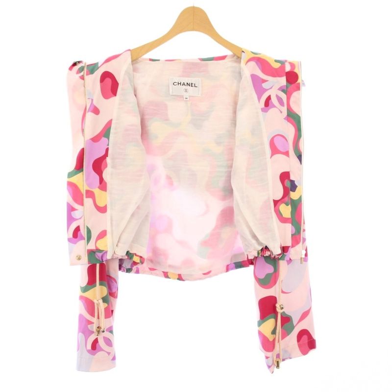 Chanel 21AW Windbreaker Mountain Hoodie Jacket Silk 38 Multicolor P70173v61773