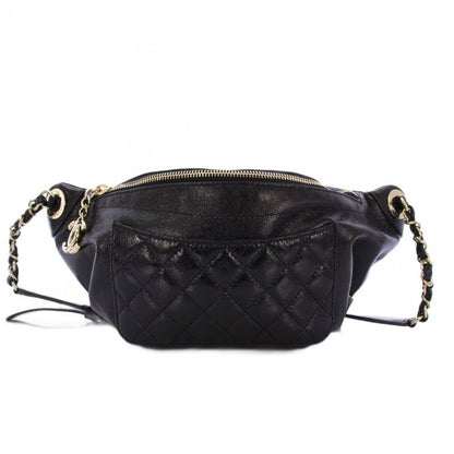 Chanel Coco Mark Matelasse Waist Bag Body Bag Leather Black 25th A57832 KH - OH