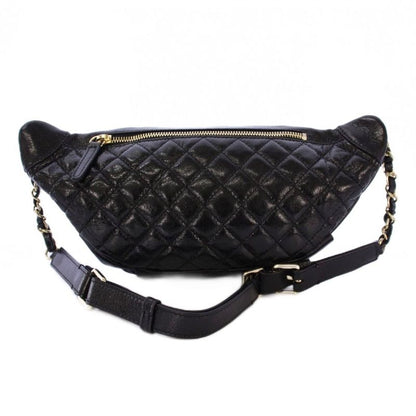 Chanel Coco Mark Matelasse Waist Bag Body Bag Leather Black 25th A57832 KH - OH