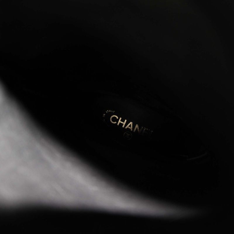 Chanel Jockey Boots Middle Length Coco Mark Leather 38C Black G36273 KH