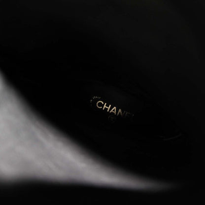 Chanel Jockey Boots Middle Length Coco Mark Leather 38C Black G36273 KH