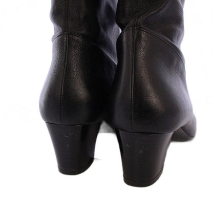 Chanel Jockey Boots Middle Length Coco Mark Leather 38C Black G36273 KH