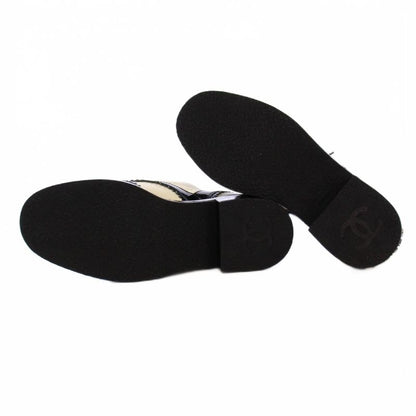 Chanel Lace Up Shoes Dress Shoes Wingtip Bicolor Leather 38C Black White G35316