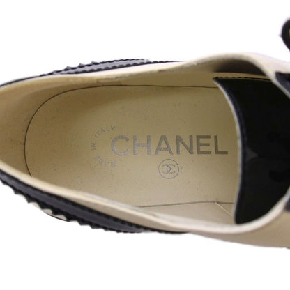 Chanel Lace Up Shoes Dress Shoes Wingtip Bicolor Leather 38C Black White G35316
