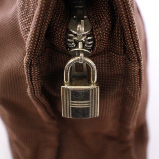 Hermes Her Line PM Tote Handbag Canvas Logo Brown BB - OH