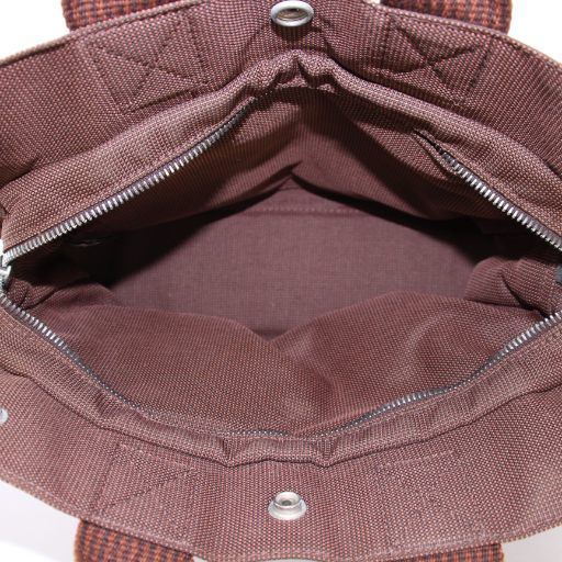 Hermes Her Line PM Tote Handbag Canvas Logo Brown BB - OH