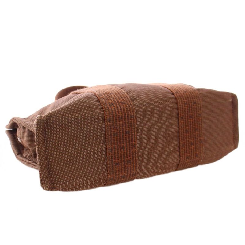 Hermes Her Line PM Tote Handbag Canvas Logo Brown BB - OH