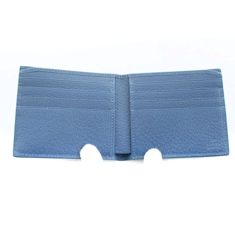 Gucci Folding Wallet Without Coin Purse Gray Blue