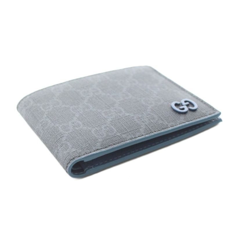 Gucci Folding Wallet Without Coin Purse Gray Blue