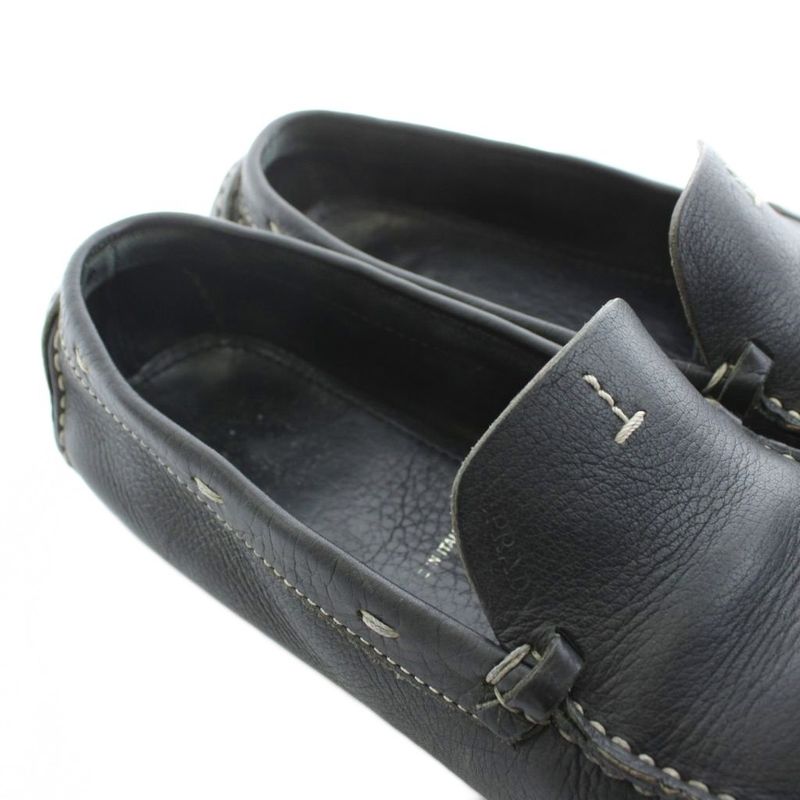 Prada Driving Shoes Loafers Moccasins Leather 37 Black 1d0257 KU ●D