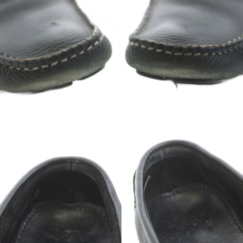 Prada Driving Shoes Loafers Moccasins Leather 37 Black 1d0257 KU ●D