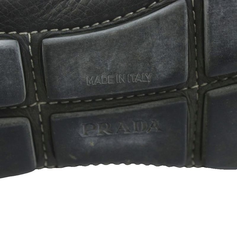 Prada Driving Shoes Loafers Moccasins Leather 37 Black 1d0257 KU ●D