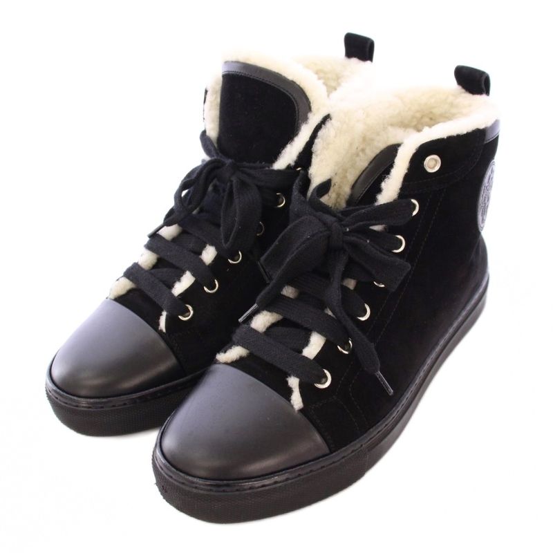 Hermes Jimmy High Cut Sneakers Shoes Thick Sole Suede Switching Logo One Color