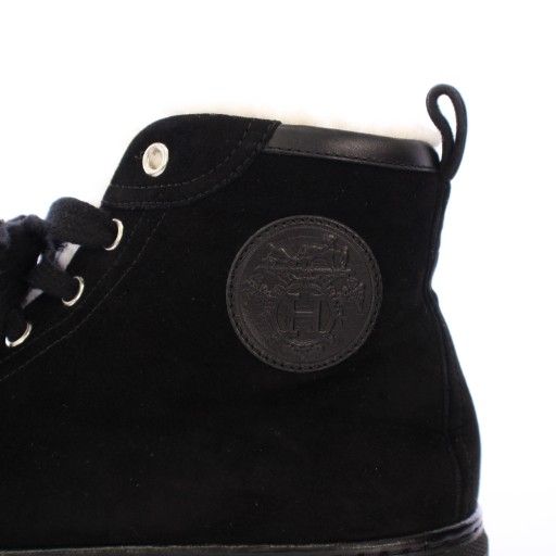 Hermes Jimmy High Cut Sneakers Shoes Thick Sole Suede Switching Logo One Color