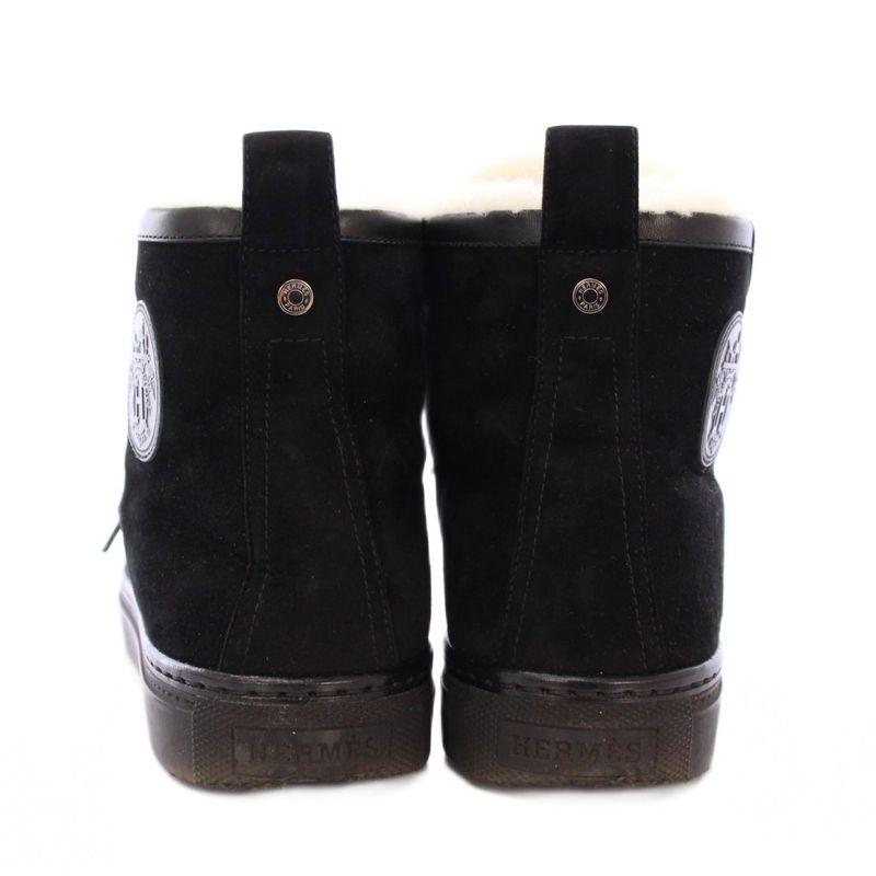 Hermes Jimmy High Cut Sneakers Shoes Thick Sole Suede Switching Logo One Color