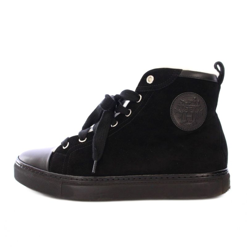 Hermes Jimmy High Cut Sneakers Shoes Thick Sole Suede Switching Logo One Color