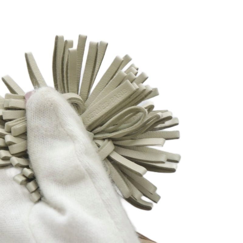 Hermes Carmen Unodos Key Ring Key Holder Leather Brown Gray