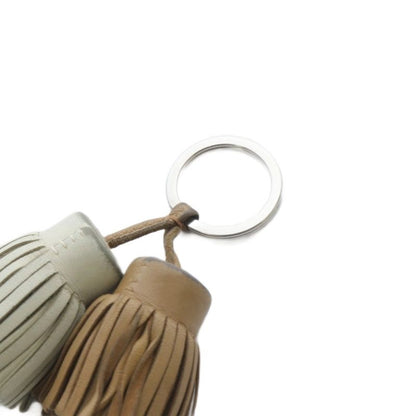 Hermes Carmen Unodos Key Ring Key Holder Leather Brown Gray