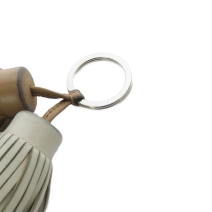 Hermes Carmen Unodos Key Ring Key Holder Leather Brown Gray