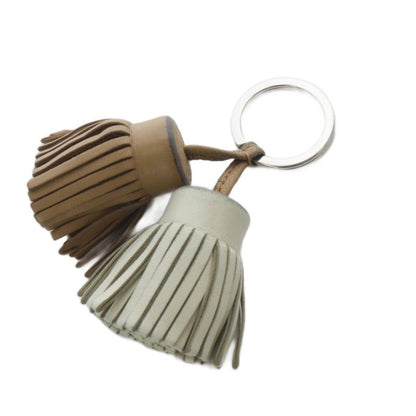 Hermes Carmen Unodos Key Ring Key Holder Leather Brown Gray