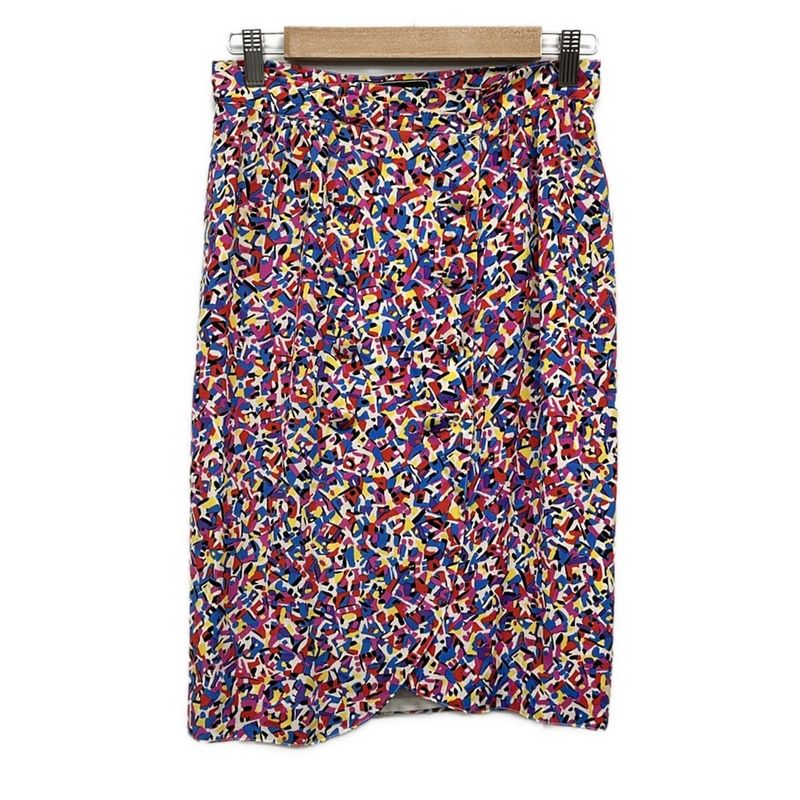 Fendi Rolled Skirt Size 42 M Women - White X Navy X Multi Knee Length Silk 365