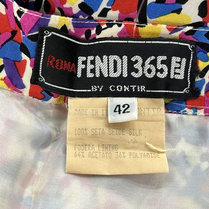 Fendi Rolled Skirt Size 42 M Women - White X Navy X Multi Knee Length Silk 365