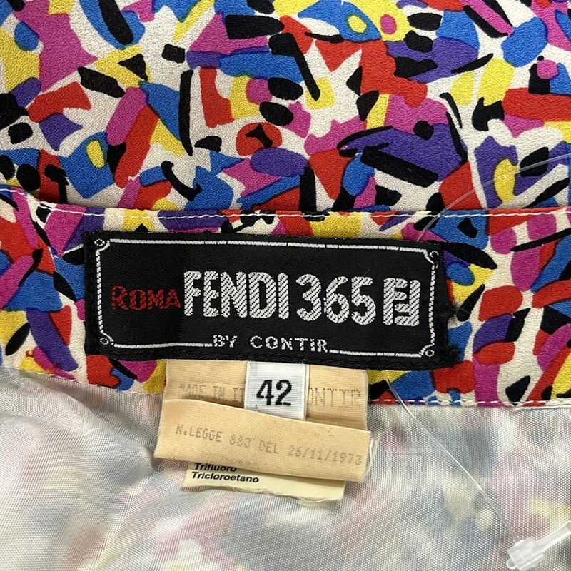 Fendi Rolled Skirt Size 42 M Women - White X Navy X Multi Knee Length Silk 365