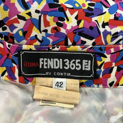Fendi Rolled Skirt Size 42 M Women - White X Navy X Multi Knee Length Silk 365