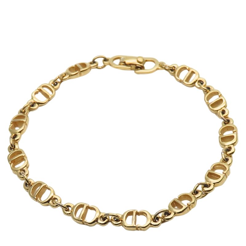 Christian Dior Bracelet CD Metal Gold Logo Plated Accessories Ladies Women