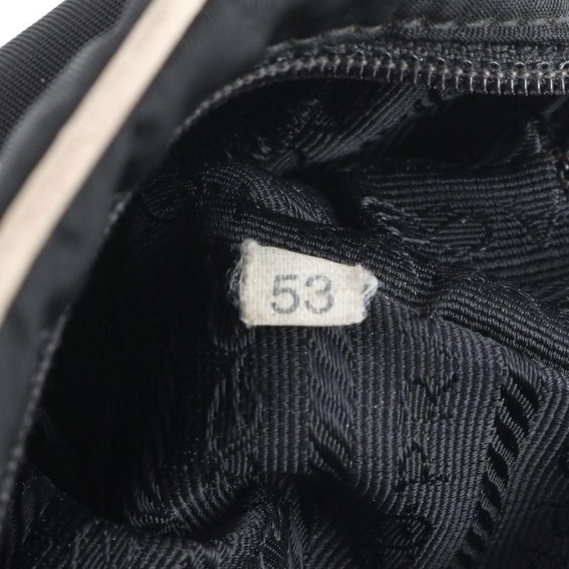 Prada Tessuto Nylon Triangle Logo Quilted Leather Handbag Tote Black Ladies Eue