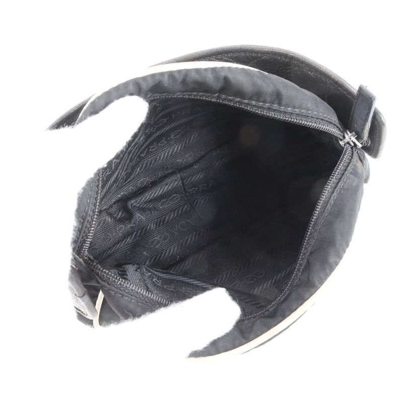 Prada Tessuto Nylon Triangle Logo Quilted Leather Handbag Tote Black Ladies Eue