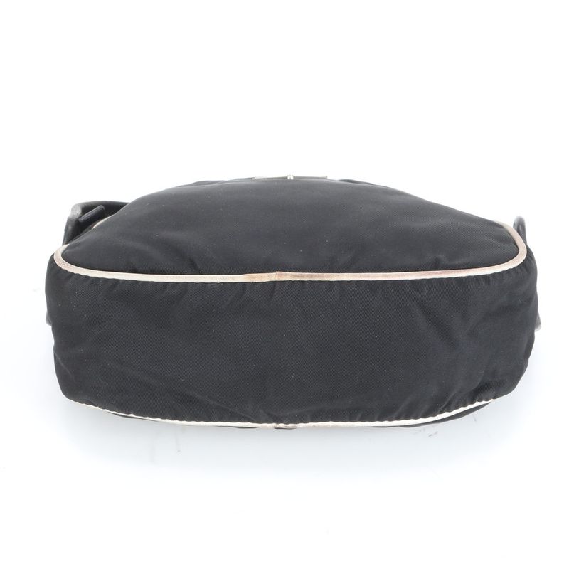 Prada Tessuto Nylon Triangle Logo Quilted Leather Handbag Tote Black Ladies Eue