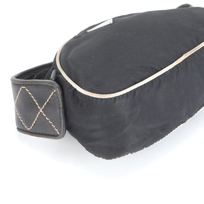 Prada Tessuto Nylon Triangle Logo Quilted Leather Handbag Tote Black Ladies Eue