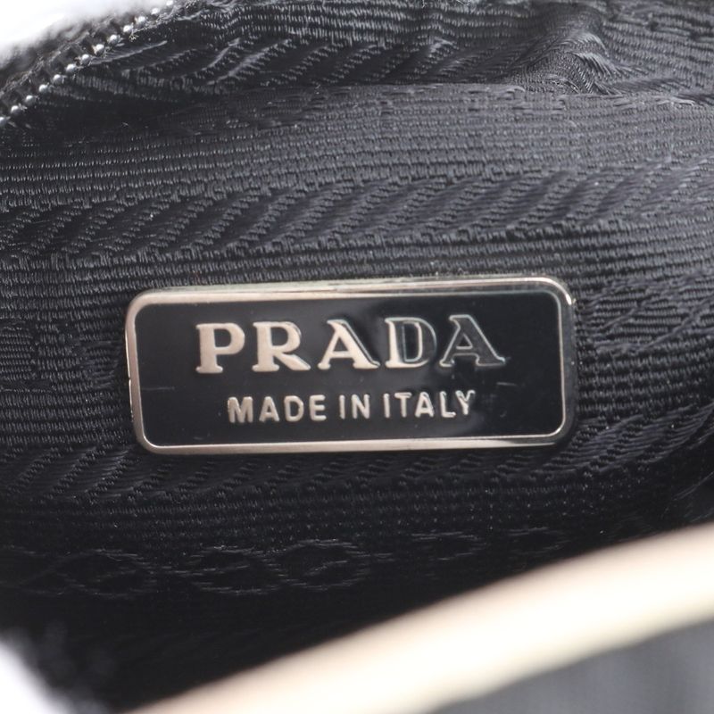 Prada Tessuto Nylon Triangle Logo Quilted Leather Handbag Tote Black Ladies Eue