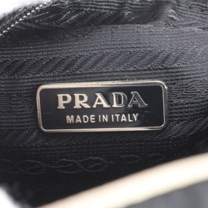 Prada Tessuto Nylon Triangle Logo Quilted Leather Handbag Tote Black Ladies Eue