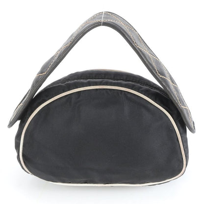 Prada Tessuto Nylon Triangle Logo Quilted Leather Handbag Tote Black Ladies Eue